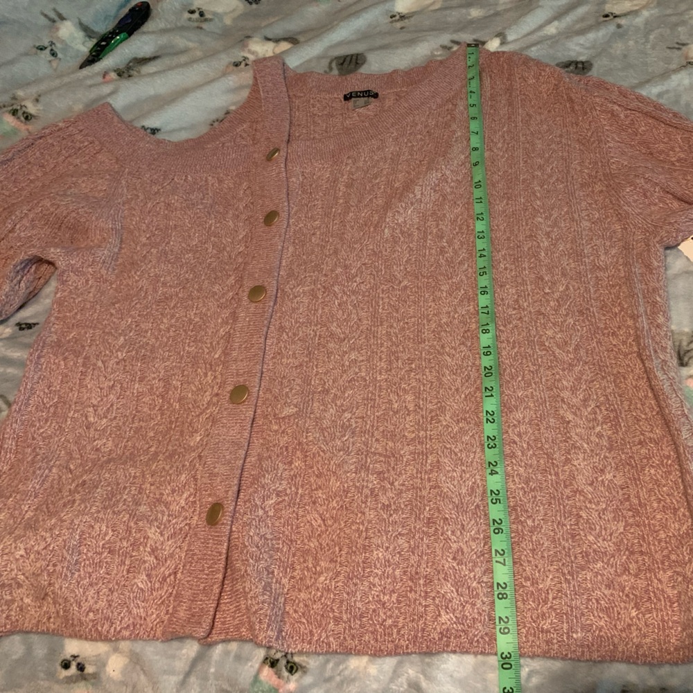 VENUS Pink Off-the-Shoulder Sweater Textured Knit - Picture 6 of 7